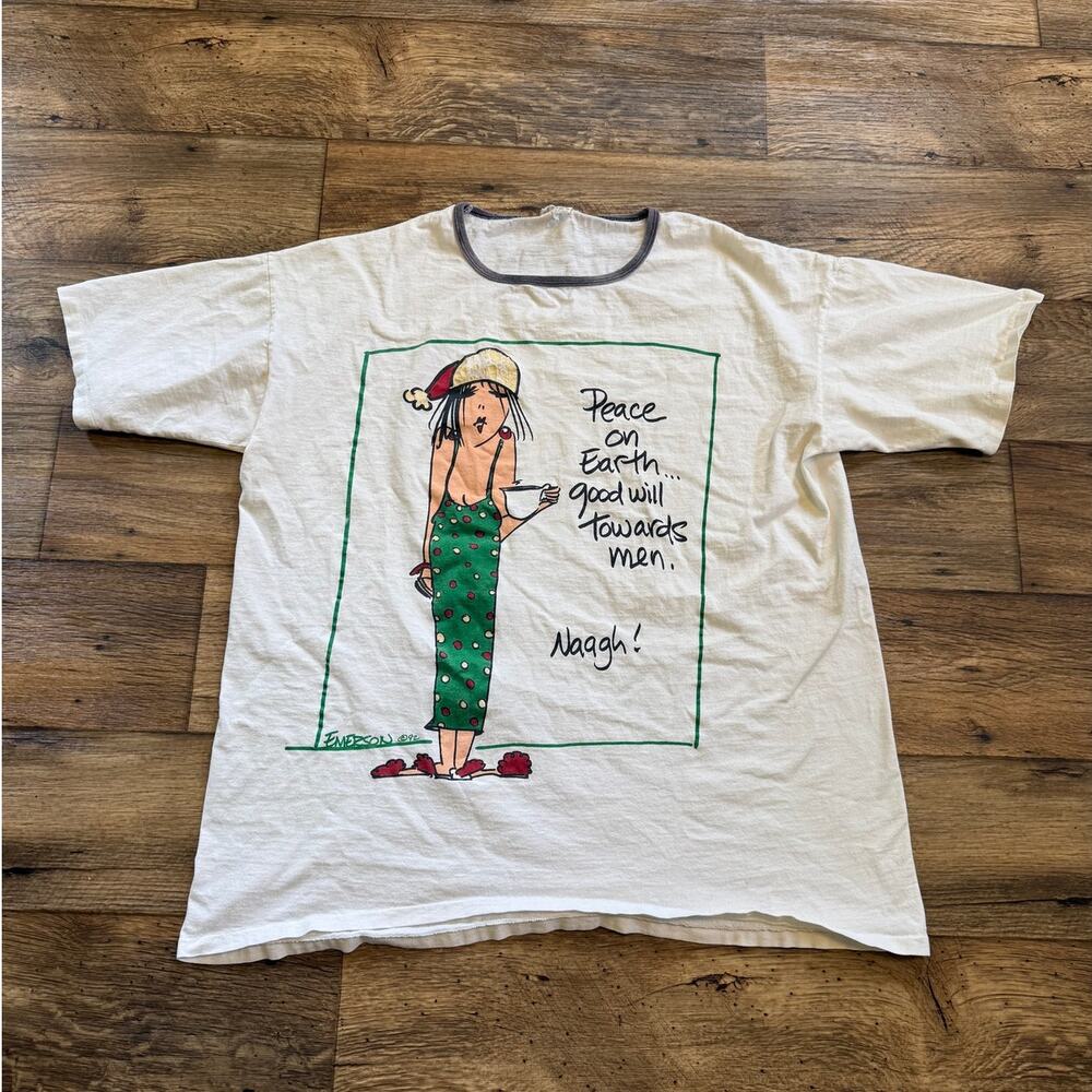 Vintage 1992 Emerson Christmas Funny Oversized Nightgown Tee Shirt